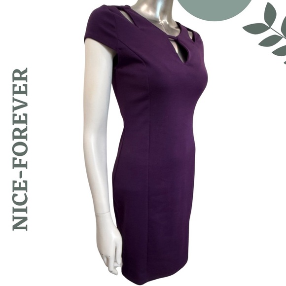 🛍️3/$40 Elegant Purple Cap Sleeve Knit Bodycon Dress by Nice-Forever Size Small - Picture 3 of 6